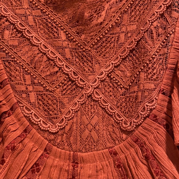 Anthropologie Ruffled Rust color Mini Dress - Picture 4 of 8